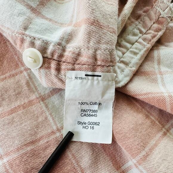 Madewell Pink Plaid Ladies Top Size XS  Button Up Long Sleeve Beach Boho - Picture 4 of 6